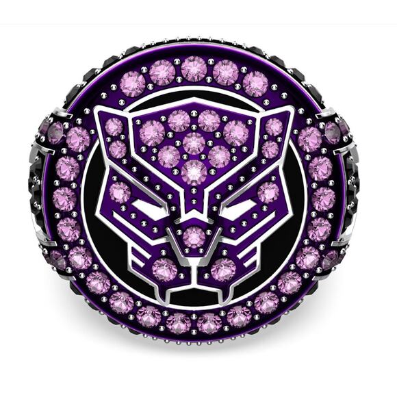 Swarovski Black Panther MARVEL Ring, Purple, Rhodium Plated 55 USA 7 Unisex - Picture 1 of 10